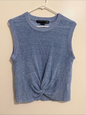 Veronica Beard Blue Kellan Knit Sweater Tank Top Linen Blend Womens Small
